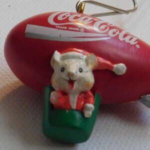 Vintage 1992 Coca Cola Blimp Mouse Pilot Enesco Ornament